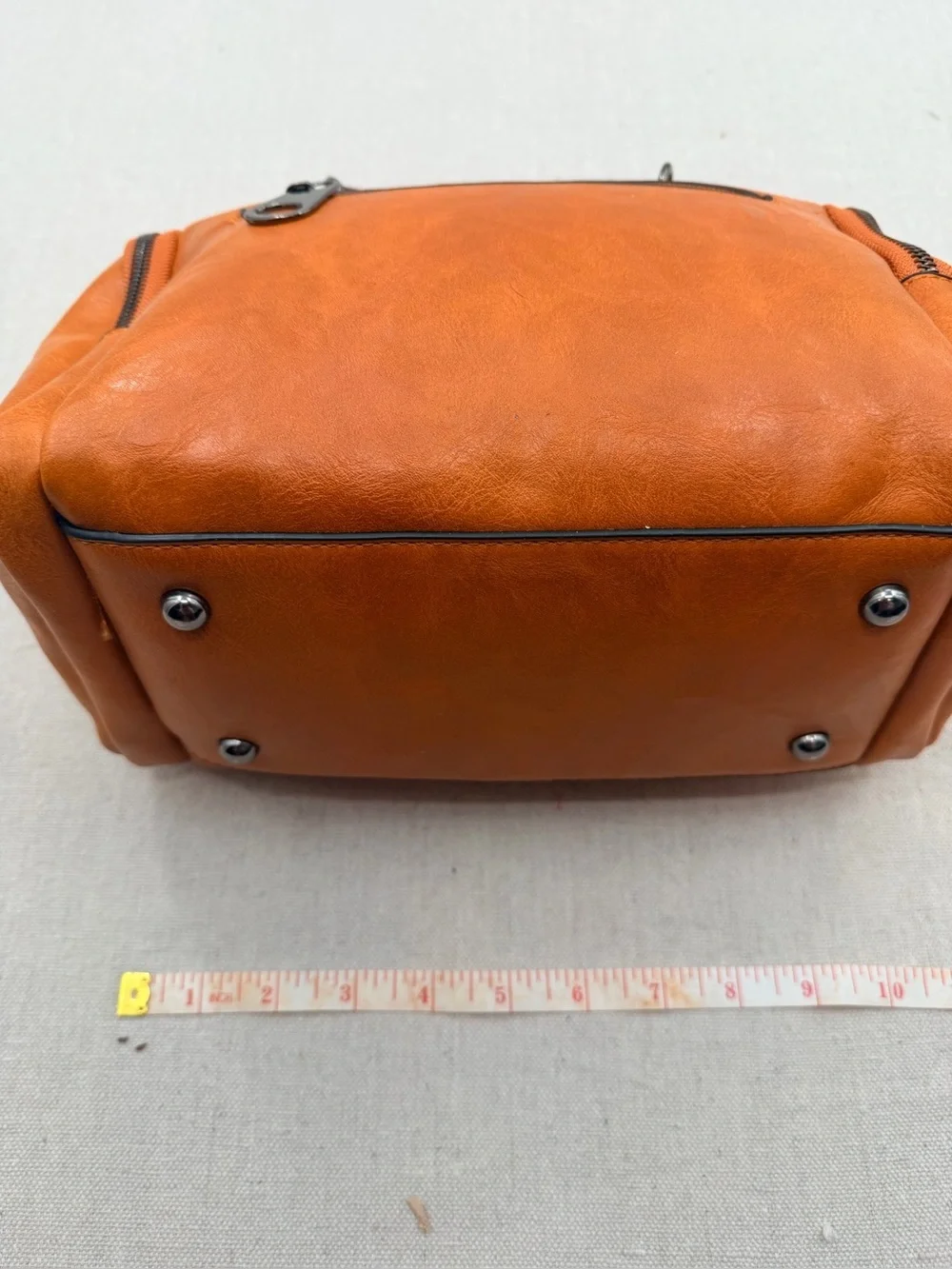 Structured Orange Satchel with Tassel Accent